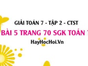 Giải bài 5 trang 70 Toán 7 tập 2 SGK Chân trời sáng tạo